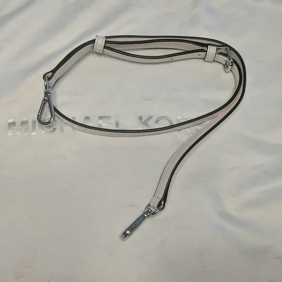 Michael Kors Cynthia Ruffled Leather Small Satchel White - Picture 16 of 16